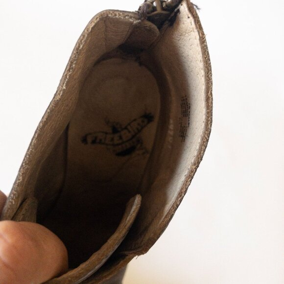 Freebird By Steven Malbc Brown Leather Block Heel Ankle Boots SZ 7 - Picture 8 of 16